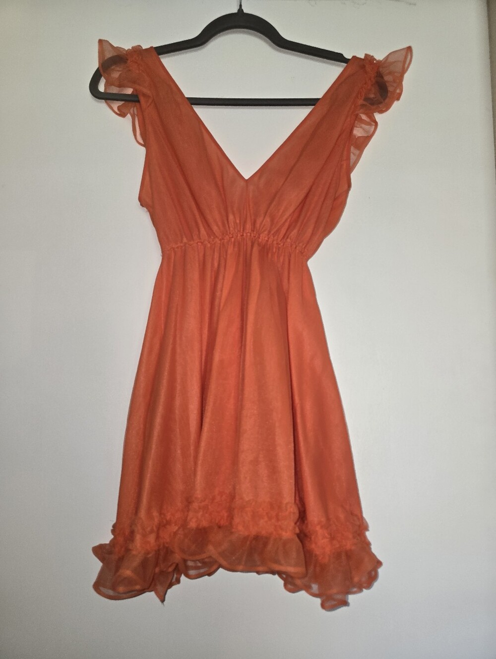 Vintage Roberta Lingerie New Zealand Coral Sheer Nylon Babydoll Nightgown Small - Picture 6 of 6